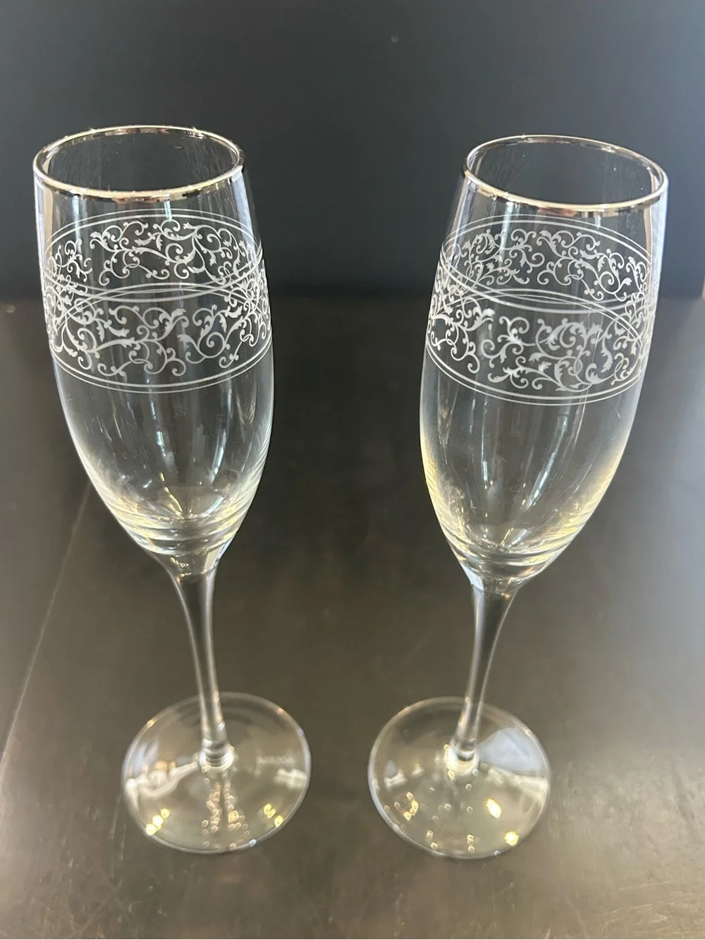 Mikasa Elegant Scroll Champagne Flutes - Set of Two